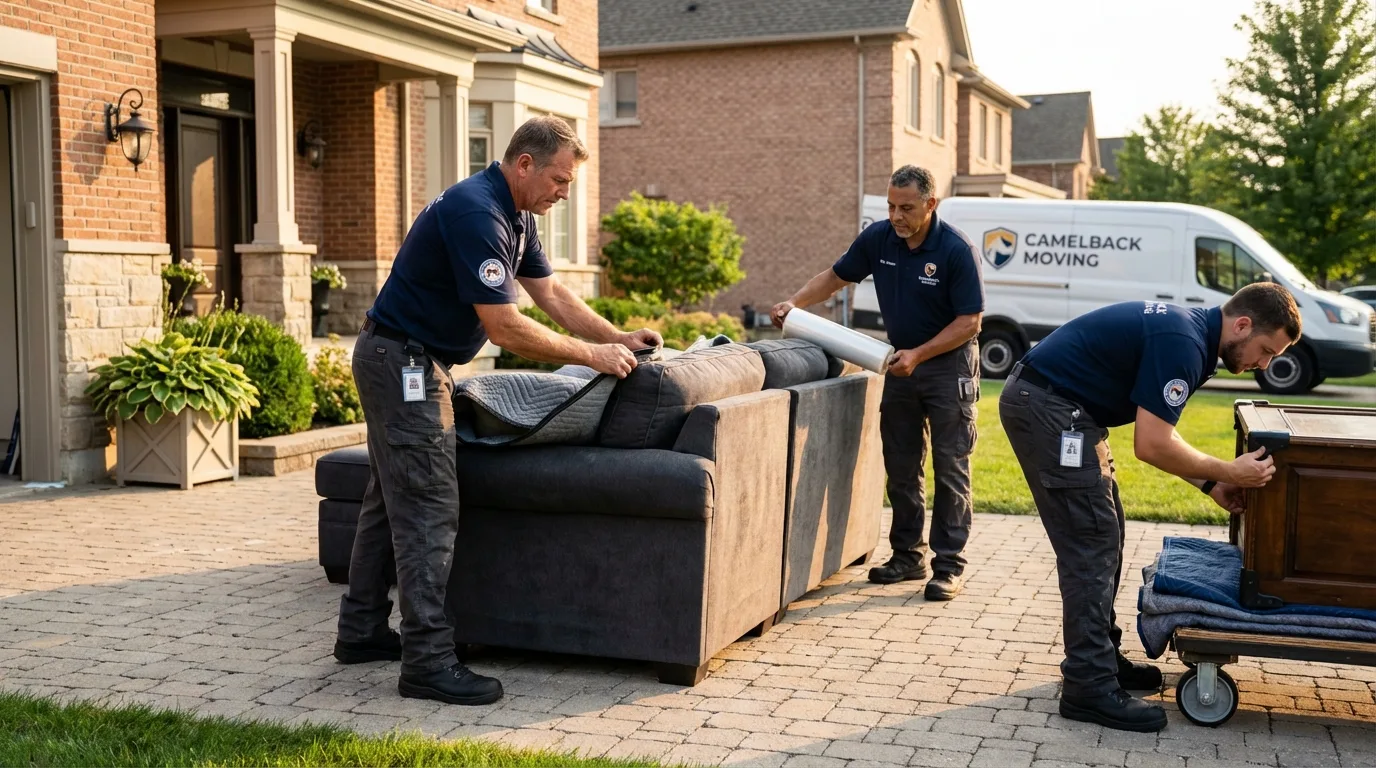 Large estate moving crew wrapping furniture in Stanford, KY