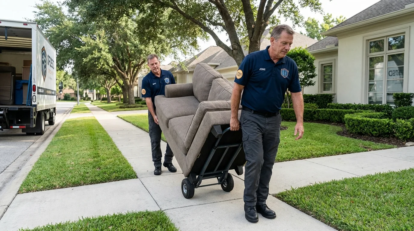 Local residential moving crew loading furniture in Stanford, KY